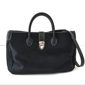 $238 DOONEY & BOURKE Leather Canvas BLACK LARGE